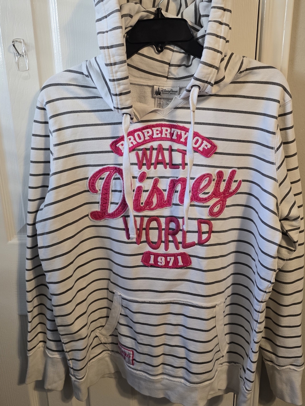 Disney Parks Walt Disney World Striped Hoodie Pink 1971 XL